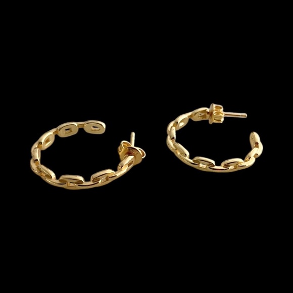 Hoop Earrings Chain Link Style - Picture 1 of 2